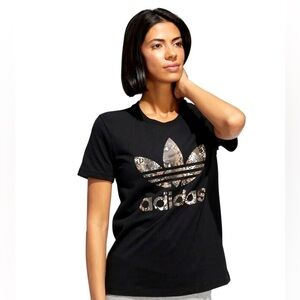 Adidas Women's Black Tee with Sequin Logo